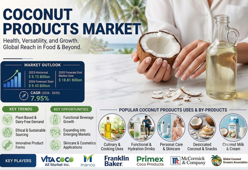 Coconut Products Market to Grow at 7.95% CAGR Through 2035, Driven by Rising Consumer Preference for Coconut Products
